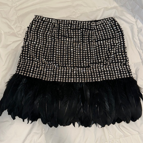 SALE- Crystal & Goose Feather Skirt - Picture 1 of 6